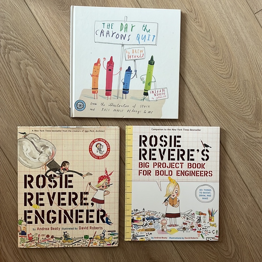 Children’s Hardcover Book Lot | Rosie Revere Engineer + The Day The Crayons…